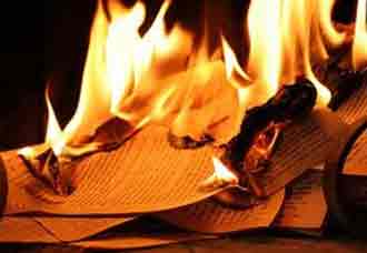 Books burning in Farenheit 451