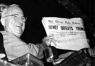 Triumphant Harry Truman with Chicago Tribune, 1948