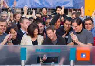 Mark Zuckerburg rings the opening bell at NASDAQ